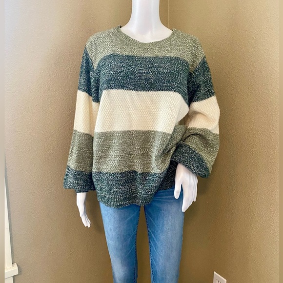Zenana Wide Striped Crewneck - Picture 1 of 16